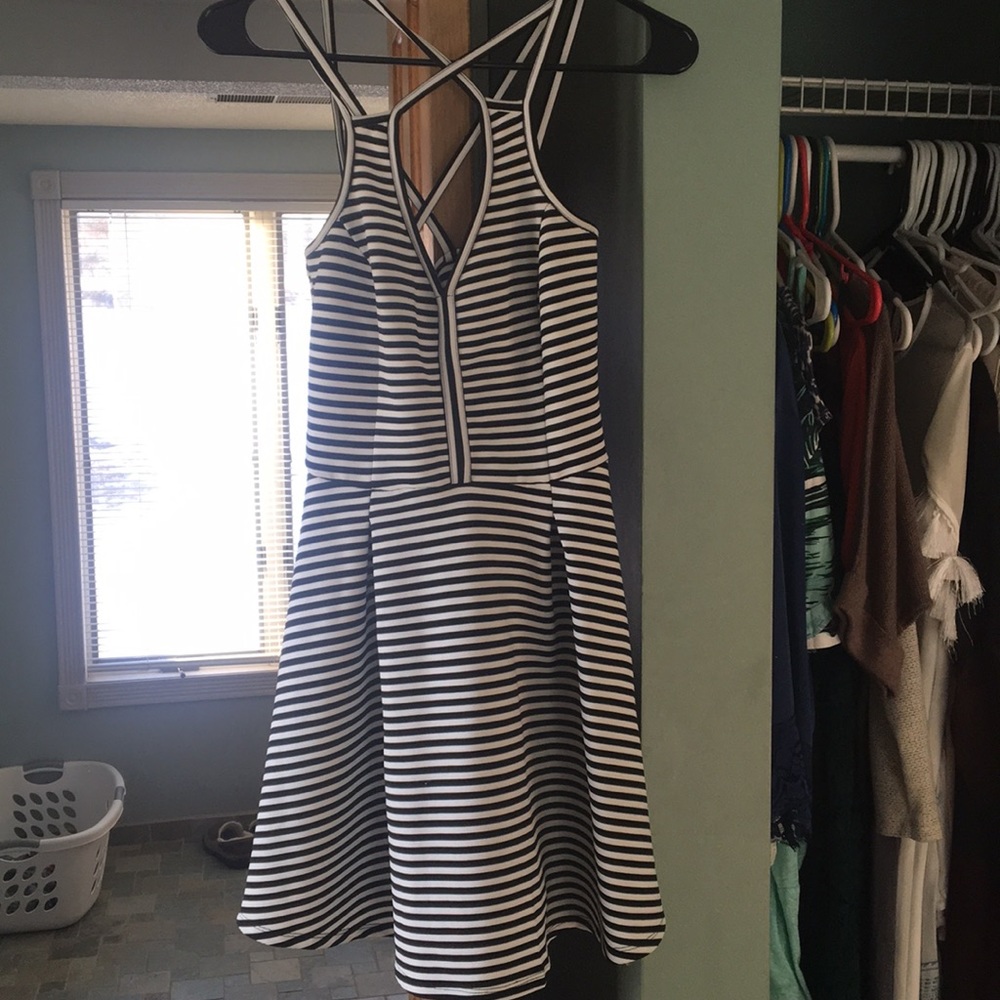 Black and white stripe strappy dress